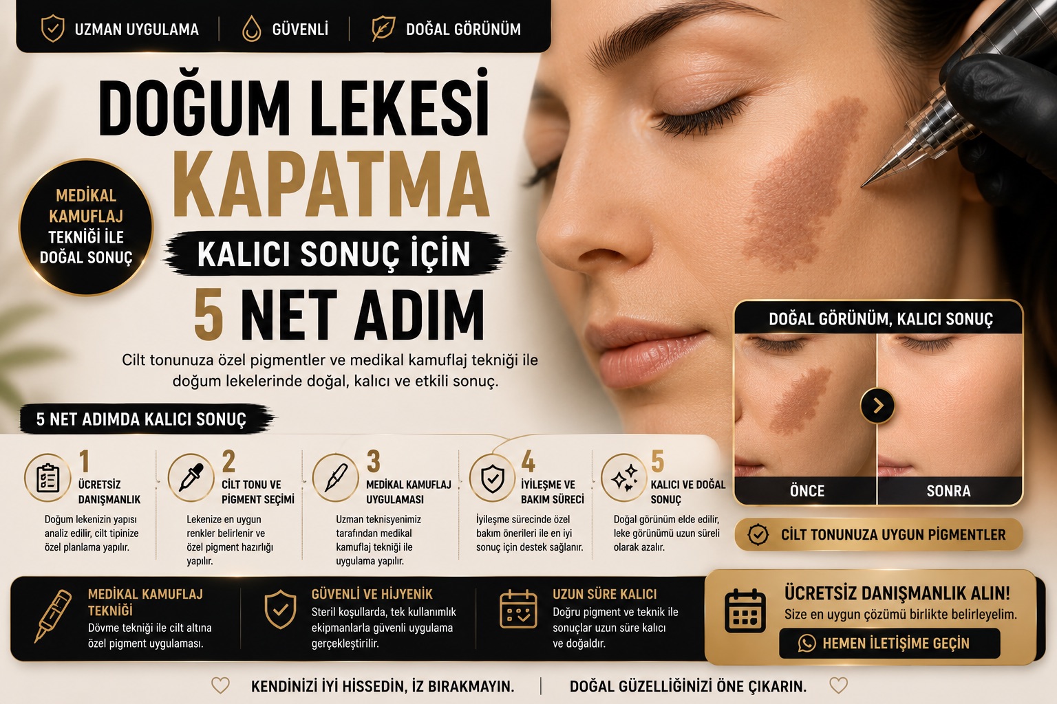 Doğum Lekesi Kapatma: Kalıcı Sonuç İçin 5 Net Adım