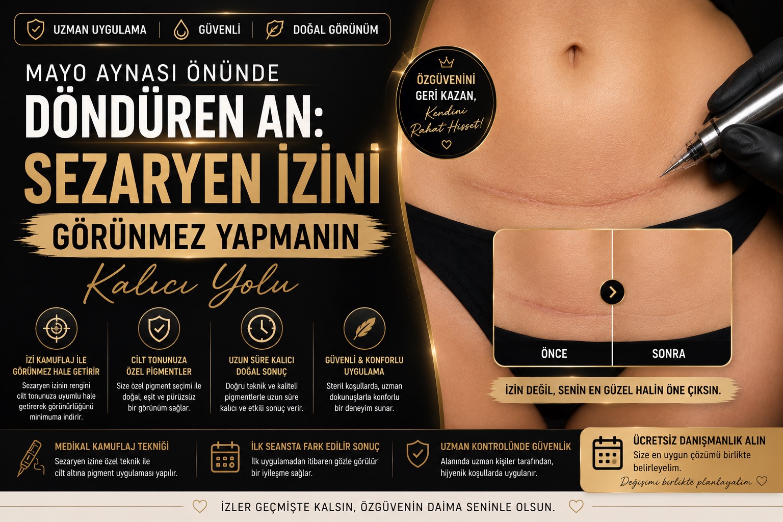 Mayo Aynası Önünde Donduran An: Sezaryen İzini Görünmez Yapmanın Kalıcı Yolu